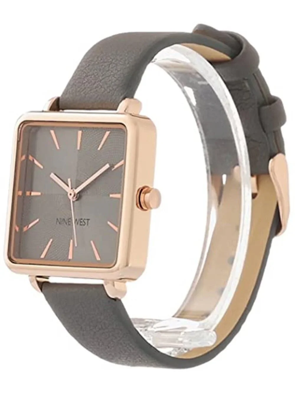 Nine West Women's Strap Watch Grey Rose Gold